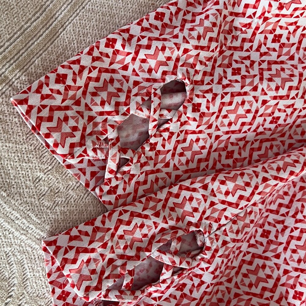 Verve Blues Pants Red White Ankle Comfort Waist Mid Rise Women - Picture 6 of 6